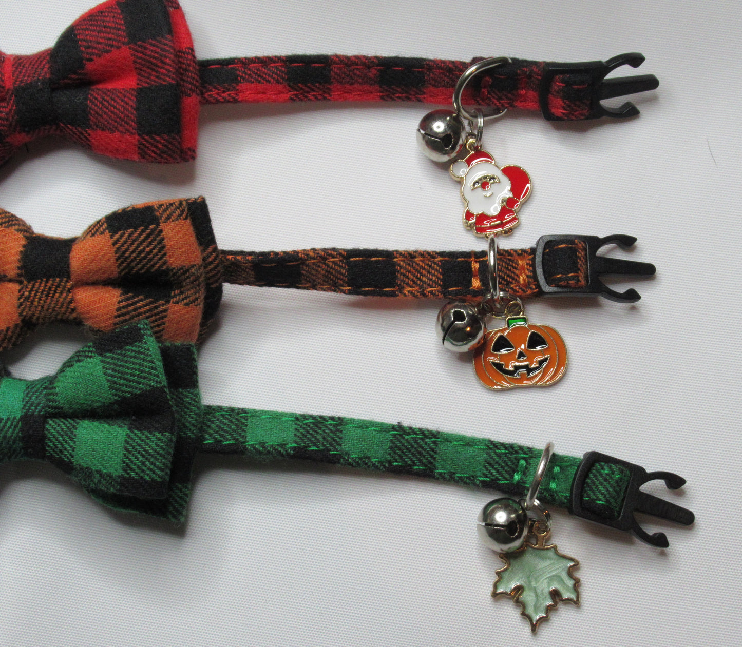 Cat collar, plaid multi-pack in three colours